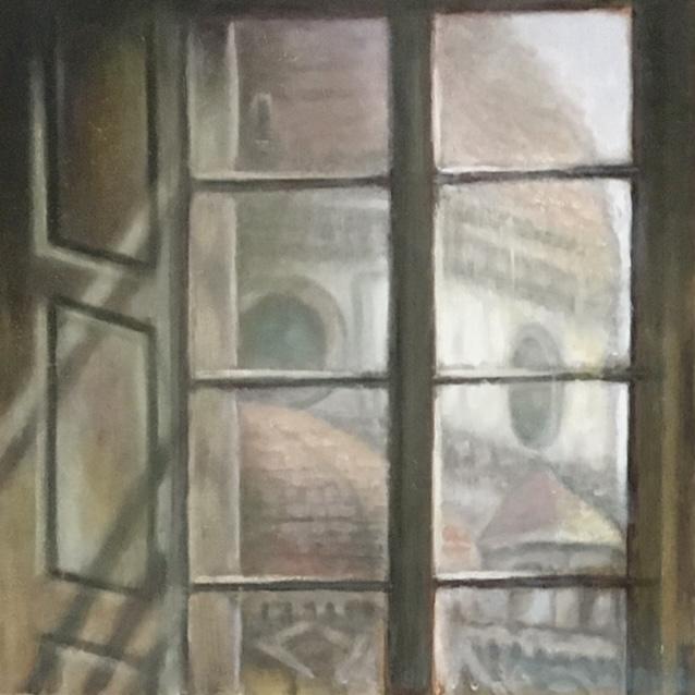 Room with a view; il Duomo di Firenze, oil on panel, 35x35cm