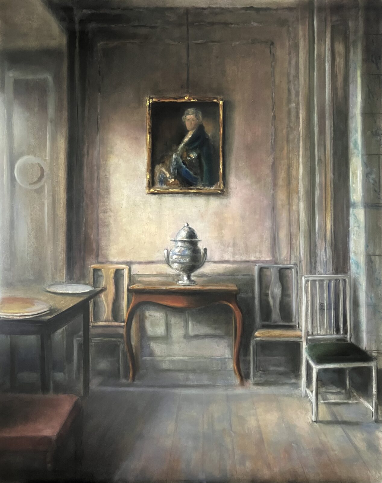 Interieur-stilleven; swedish and classy, oil on panel, 60x75cm