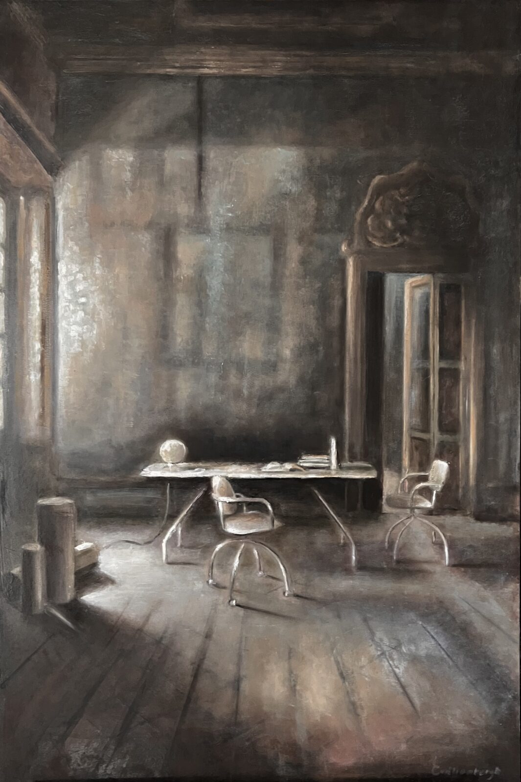 The renovation, oil on panel, 90x60 cm